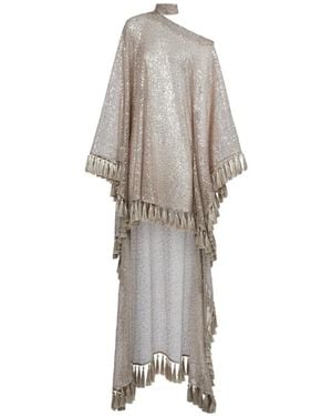 Taller Marmo Trebbia Disco Fringed Kaftan Dress - Natural