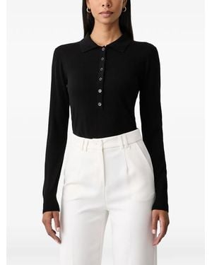 Fracomina Long-Sleeve Polo Bodysuit - Black