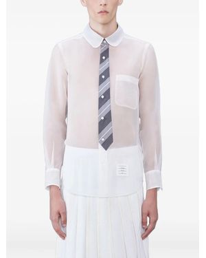 Thom Browne Round-Collar Sheer Shirt - White