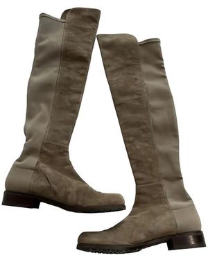 Stuart Weitzman Timber Suede Boots - Natural