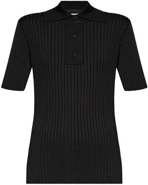 Jil Sander Ribbed Polo Top - Black