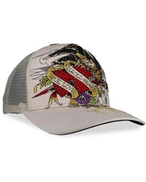 Ed Hardy Rhinestone-Embellished Eagle-Print Hat - Natural