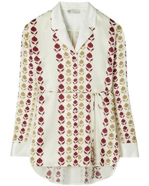 Tory Burch Printed Silk Shirt - White