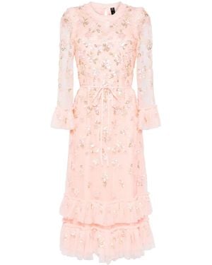 Needle & Thread Vestido midi Sequin Bloom - Rosa