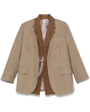 Thom Browne Ginclub Check Waistcoat And Blazer Set - Brown