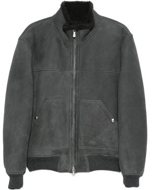 Eleventy Zip-Front Shearling Jacket - Black