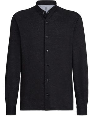 Brunello Cucinelli Mandarin-Collar Shirt - Blue