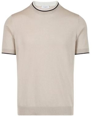 Paolo Pecora Contrast-Trim Short-Sleeve Jumper - Natural