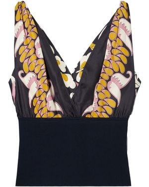 Tory Burch Printed Silk Top - Blue