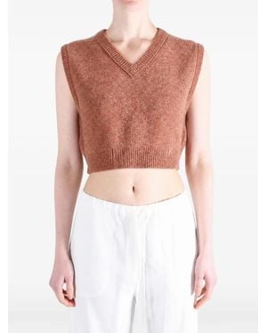 Lemaire V-Neck Cropped Sweater Vest - White