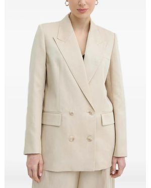 IVY & OAK Double-Breasted Peak-Lapel Blazer - Natural
