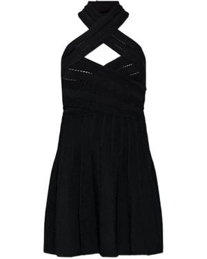 Balmain Halterneck Pointelle-Knit Mini Dress - Black