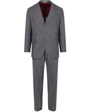 Brunello Cucinelli Single-breasted Linen Suit - Gray
