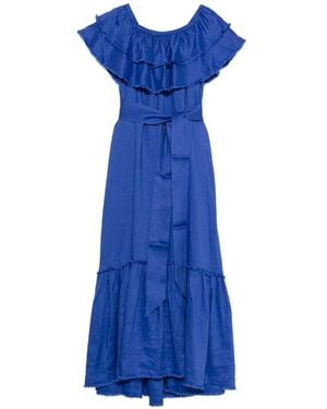 P.A.R.O.S.H. Tie-Belt Maxi Dress - Blue