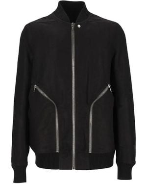 Rick Owens Heizer Flight Ramie Moleskin Jacket - Black
