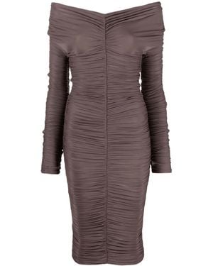 ANDAMANE Nicole Ruched Off-Shoulder Dress - Purple