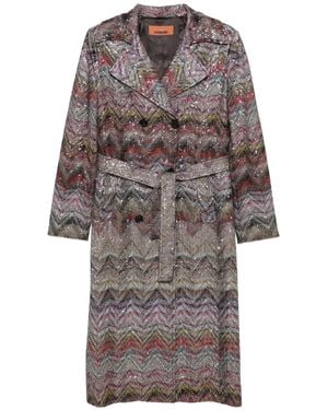 Missoni Multicolor Viscose Blend Trench Coat - Gray