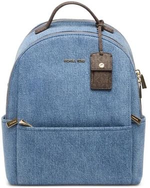 Michael Kors Logo-Print Denim Backpack - Blue
