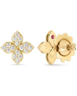 Roberto Coin Pendientes Princess Flower Con Diamantes - Metálico