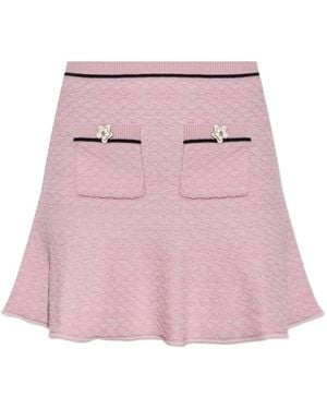 Self-Portrait Sequin-Embellished Knitted Mini Skirt - Pink