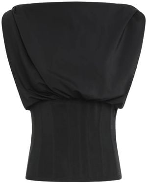 FROLOV Draped-Detail Corset Top - Black