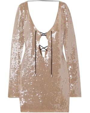 16Arlington Solarium Sequin-Embellished Minidress - Natural
