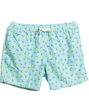Mc2 Saint Barth Pig-Print Drawstring Swim Shorts - Blue