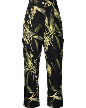 MSGM Leaf-Print Pants - Black