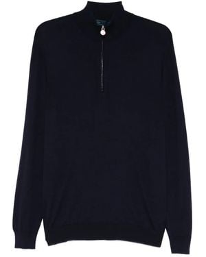 Kiton Half-Zip Wool Sweater - Blue