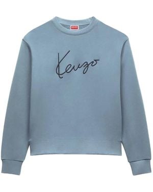 KENZO Sudadera De Algodón Bordada - Azul