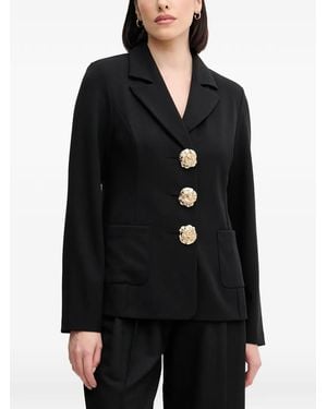 Joseph Ribkoff Textured-Button V-Neck Blazer - Black