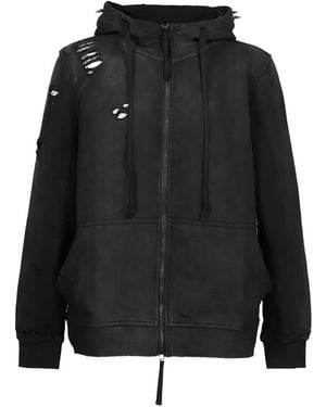 Troubled Waters Hoodie Hollow À Détails De Clous - Black