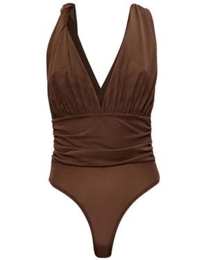 Gestuz Ruched Halterneck Bodysuit - Brown