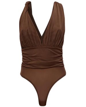 Gestuz Ruched Halterneck Bodysuit - Brown