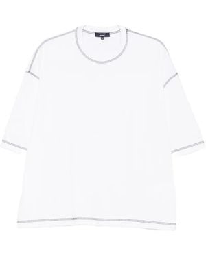 Comme des Garçons Contrast-Stitch Boxy-Fit T-Shirt - White