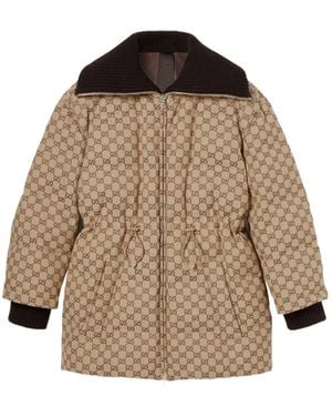 Gucci Gg Canvas Puffer Jacket - Brown