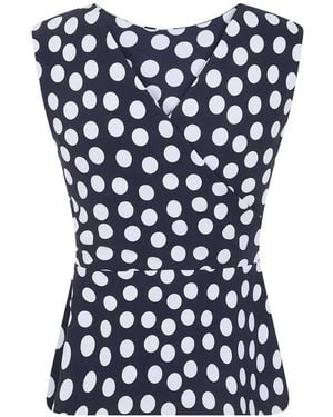 La Petite Robe Di Chiara Boni Polka-Dot Wrap Top - Blue
