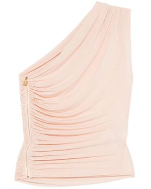 Elisabetta Franchi Draped Zip Top - Pink