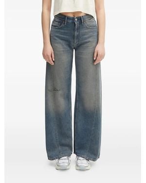 MM6 by Maison Martin Margiela Faded-Wash Wide-Leg Jeans - Blue