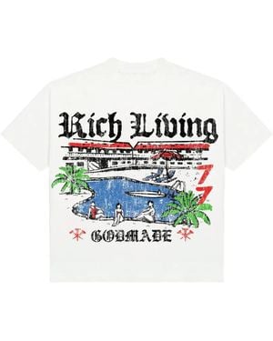 GODMADE T-Shirt Rich Living À Imprimé Graphique - Blanc