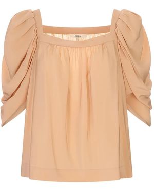 Chloé Blusa Fruncida Con Manga Farol - Neutro