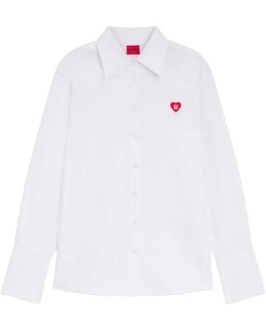 HUGO ハートボタン シャツ - ホワイト