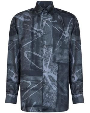 Costumein Floral-Print Silk Shirt - Blue