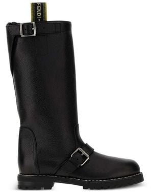 Fendi Botas Biker Commando De Piel Con Hebilla - Negro