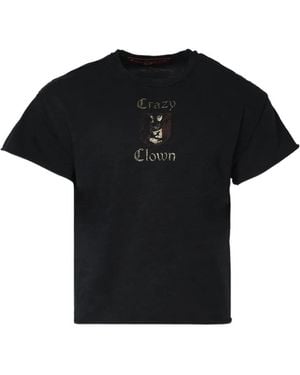 Crazy Clown L.A. Logo-Print Raw-Edge T-Shirt - Black