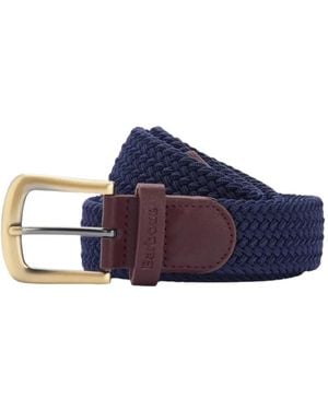 Barbour Woven Leather-Trim Belt - Blue