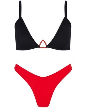 Let's Swim Shark-Logo Bikini Top - Red