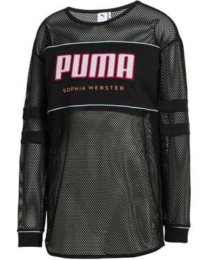 PUMA Mesh-Panel Long-Sleeve Top - Black