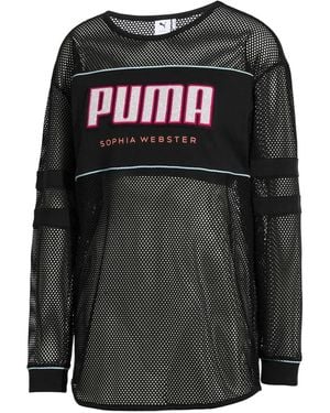 PUMA Mesh-Panel Long-Sleeve Top - Black
