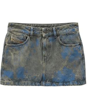 DIESEL Acid-Wash Denim Mini Skirt - Blue